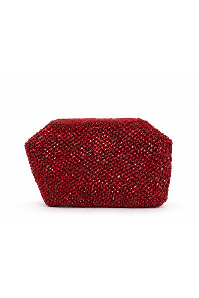 Nafta Geantă clutch pentru femei, tricotată manual, roșu metalizat |   Geantă...