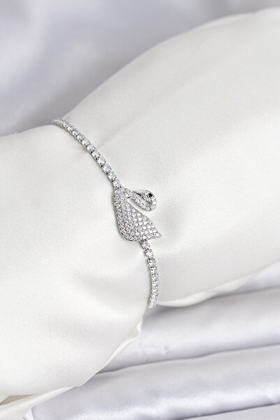 OGHAMAY Swan Model Zircon Stone Silver Color Elevator Waterway Bracelet