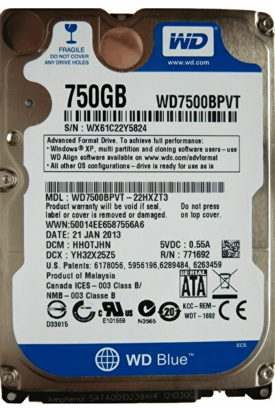 WESTERN DIGITAL قرص صلب WD7500BPVT سكوربيو بلو بسعة 750 جيجابايت، مقاس 2.5 بو...