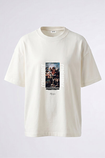 Anetos Tricou oversize alb din bumbac cu imprimeu pe spate God Creation Design