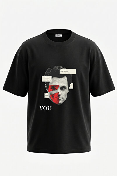 Anetos Tricou supradimensionat negru din bumbac cu imprimeu pe spate Joe Gold...