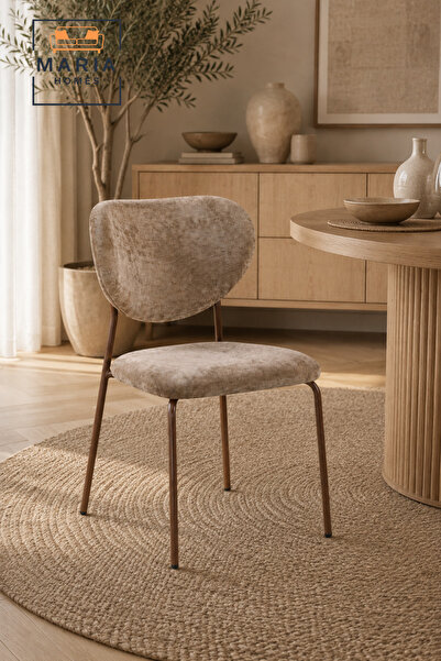 MARIA HOMES Modern Dining Chair Upholstered Fabric Kitchen Chair Metal Legs f...