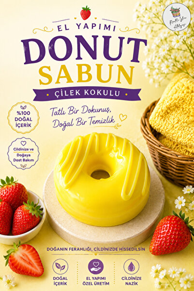 renkli izler atölyesi Strawberry Dream Donut Soap – Sunlight (1 Piece)