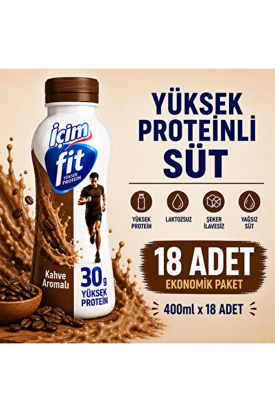 İçim Fit Yüksek Proteinli Kahveli Laktozsuz Süt 400 ml x 18 Adet