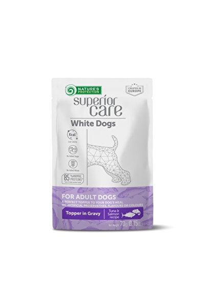 Nature's Protection Superior Care White Dogs Topper Ton și Somon în Sos 70g