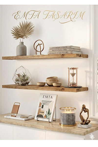 emta tasarım 70*14 cm 2 li set atlantikçam duvar rafı aksesuar dekorasyon giz...