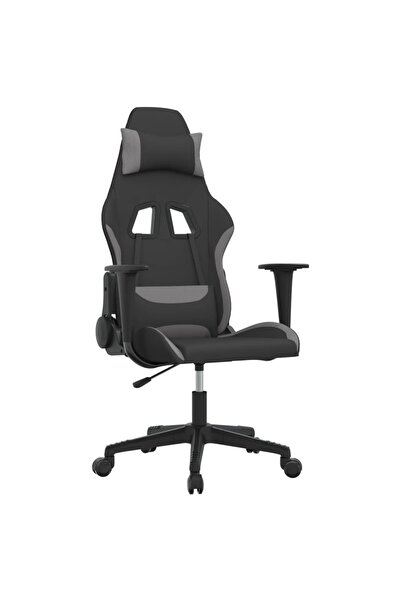 vidaxl Scaun de jocuri cu masaj, negru și gri deschis, textil