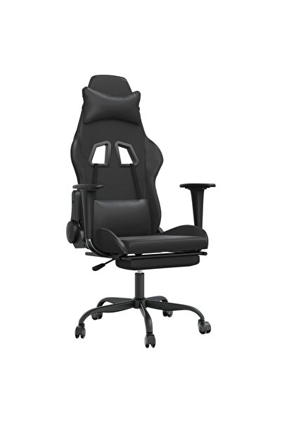 vidaxl Scaun de gaming cu suport picioare, negru, piele ecologică