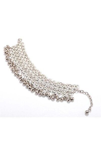 Yongsheng Solid Color Ethnic Stylish Chain Anklet, Silver Bell Beaded Indian ...