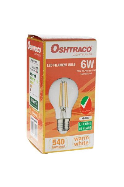 Oshtraco 6watt Filament Bulb E27 2700k(Oled-fm-6wew