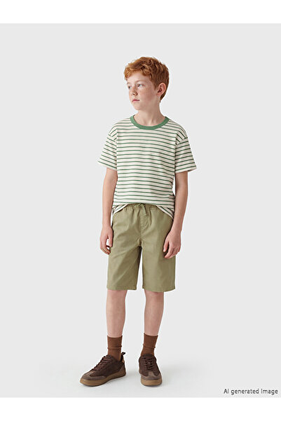 LC Waikiki Nevavm Boys' Gabardine Shorts with Elastic Waist and Contrast Trim