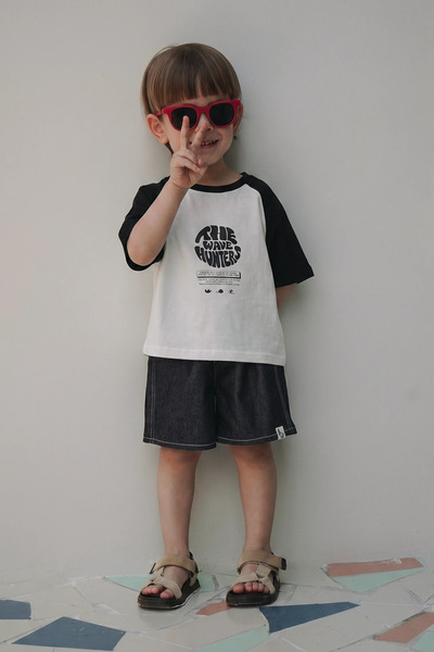Mioma Kids Colorful Sleeve T-Shirt Black