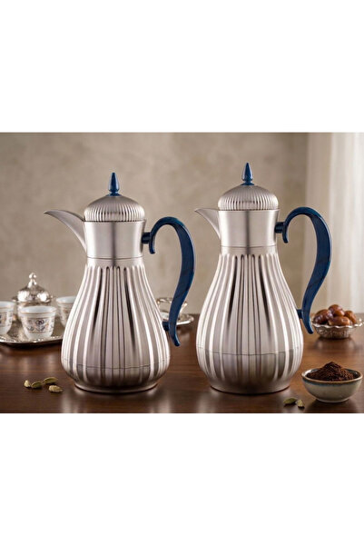 sahal aloula Trams Silver Matte Nickel Set - Blue Marble Handle - Keeps Heat ...