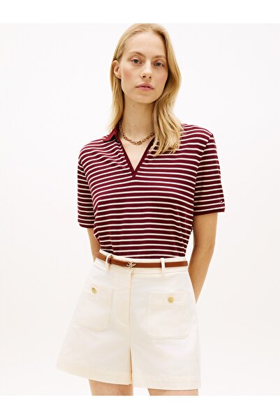 Tommy Hilfiger LYOCELL PIQUE OPEN-NK SS POLO YAKA KADIN T-SHİRT