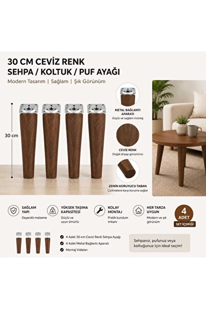 ema 30cm cevız sehpa ayagı