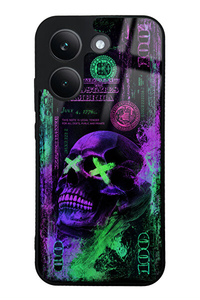Spoyi Xiaomi Poco X8 Pro Purple Neon Skull Chaos Tasarımlı Glossy Telefon Kılıfı