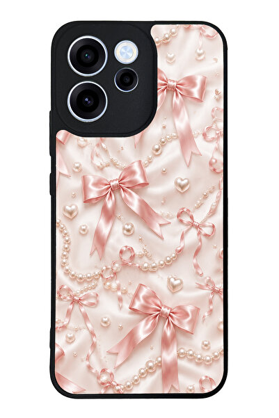 Spoyi Oppo Reno 15F Blush Pearl Bow Tasarımlı Glossy Telefon Kılıfı