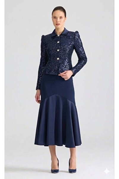 CLIO Plus Size Sequin Jacket and Skirt Set
