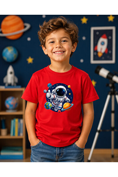 remonz Dječja majica sa kratkim rukavima i printom svemirskog astronauta