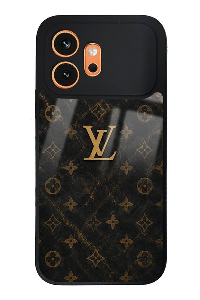 Spoyi Honor 600 Black Marble Gold Lv Design Glossy Phone Case
