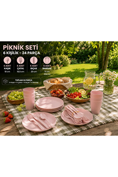 Shopping Fashion Piknik Seti Pembe Renk 6 Kişilik 24