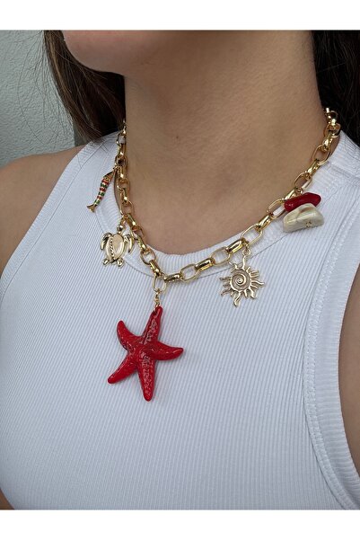 lotusbybuket Stainless Steel Gold Summer Figure Charm Necklace (45 cm)