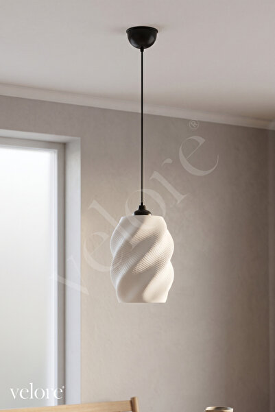 Velore Elara Spiral Sarkıt Avize/ Bioplastik Tekli Sarkıt Avize / E27 Duy