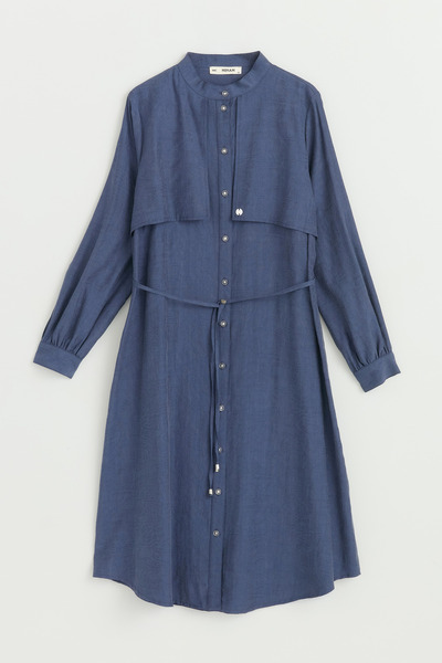 Nihan Aller Detailed Hakim Collar Lyocell Wear-Remove - Navy Blue