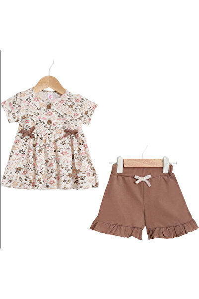 MyBella 🌸Kız Bebek Papatya Desenli Pamuklu Çiçekli Tişört ve Fırfırlı Şort T...