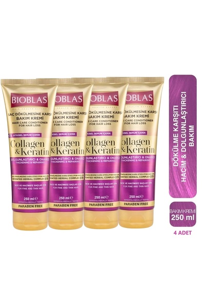 Bioblas Keratin & Kolajen Onarıcı Dolgunlaştırıcı Saç Bakım Kremi - İnce ve Y...