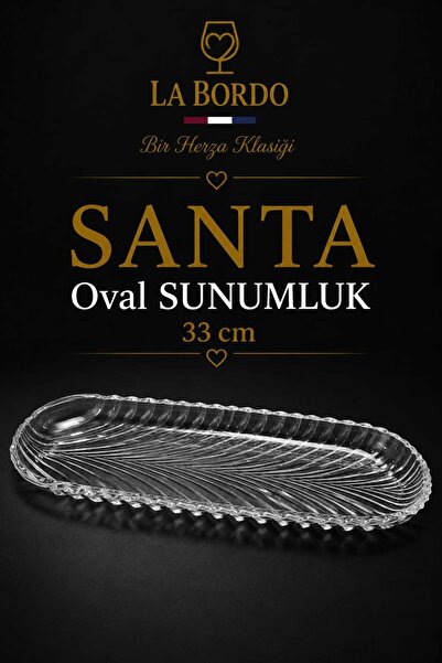 Herza House Santa Crystal Patterned Oval Glass Serving and Presentation Plate...