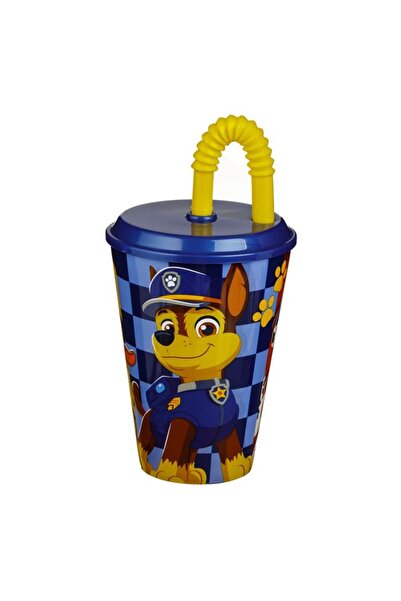 OEM Pahar Paw Patrol Albastru din Plastic cu Pai, 430 ml