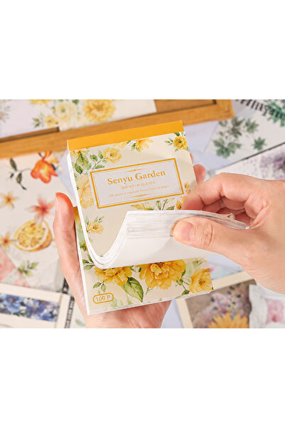 SF SCRAPBOOK KIRTASİYE 100 Sheets Vintage Floral Themed Scrapbook Paper Pad |...