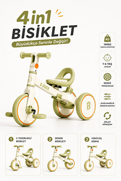 YILDIRIM OYUNCAK 4’ü 1 Arada Dönüşebilen Çocuk Bisikleti 1-6 Yaş – İtmeli, 3 ...