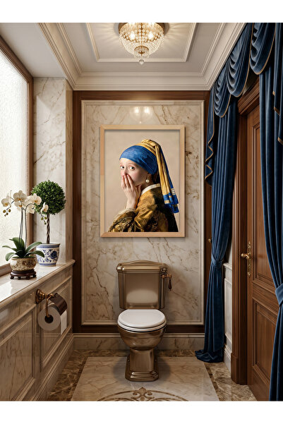 Creatick Design Banyo Tuvalet Duvar Tablosu Duvar Dekoru Doğal Ham Ahşap Çerç...