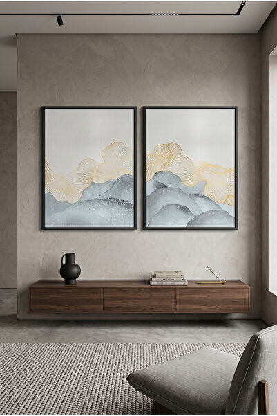 Jasmine Art Abstract Mountain Set of 2 Islamic Wall Art | Framed Canvas Print...