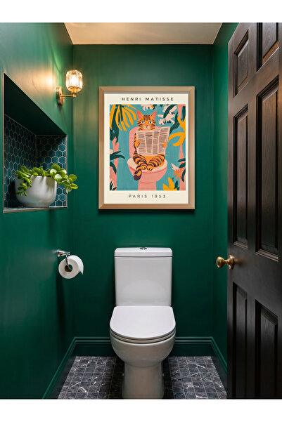 Creatick Design Banyo Tuvalet Duvar Tablosu Duvar Dekoru Doğal Ham Ahşap Çerç...