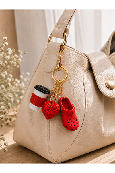 Eyiser Store 3-Piece Coffee, Heart, and Slipper Bag Charm and Keychain Set - ...