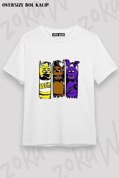 ZOKAWEAR Unisex Loose Fit Fnaf Five Nights V13 Printed T-Shirt