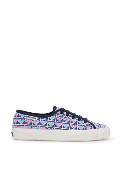 Superga 3750 Heart Crochet Print Leggera Kadın Siyah-Beyaz Bileksiz Sneaker