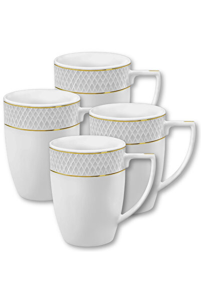 WILMAX ENGLAND Set 4 Cani ceai/cafea, mare, portelan, lux, margine aurie, 320...