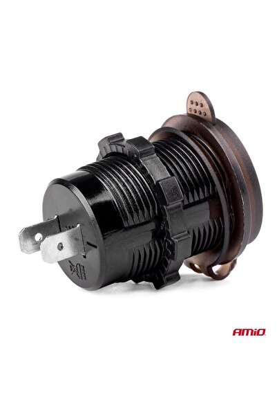 AMIO Incarcator auto AMIO, rezistent la apa cu voltometru digital 2xUSB 12/24...
