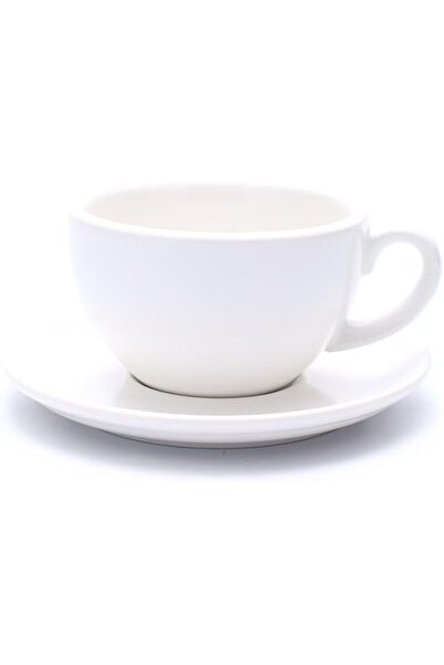 Arabest 4-Piece Coffee Cup and Saucer Set,10.5 oz Matte White New Bone China,...