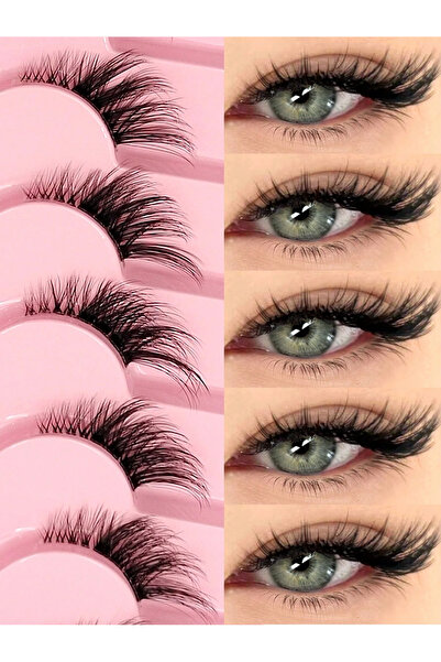 ORVILLA 7 Pairs Half Strip False Eyelashes, Transparent Band with Cat Eye Tai...