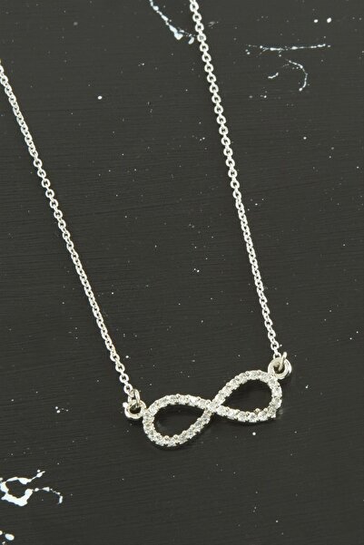 ZERO LAND Svl-Shop Infinity Zircon Stone Tr (114057) Necklace-Silver Color