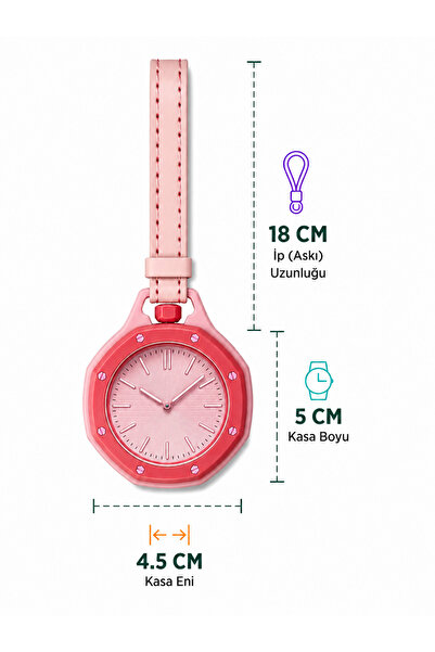 PİYATECH royal pop Pembe Askılı Hemşire Ve Çanta Saati Şık Analog Kadran Prat...