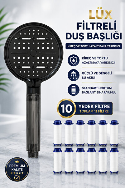 Plodna House LÜX SİYAH PREMİUM FİLTRELİ DUŞ BAŞLIĞI – 10 YEDEK FİLTRELİ AVANT...