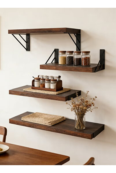 Pomefar Wood Floating Wall Mount Shelves, Decor Storage Organizer for Kitchen...