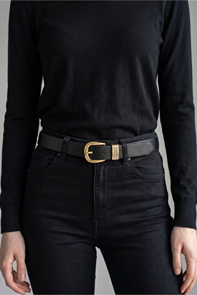 Kemerix 100% Genuine Leather Women's 2.8 cm Jean Belt with Buckle, Trouser Belt