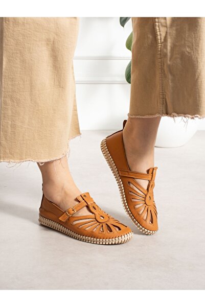 ALEMDAR AYAKKABI Shadow Tan Genuine Leather Women's Sandals